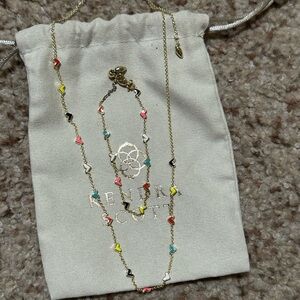 KENDRA SCOTT HAVEN HEART GOLD STRAND NECKLACE AND BRACELET SET IN MULTI MIX